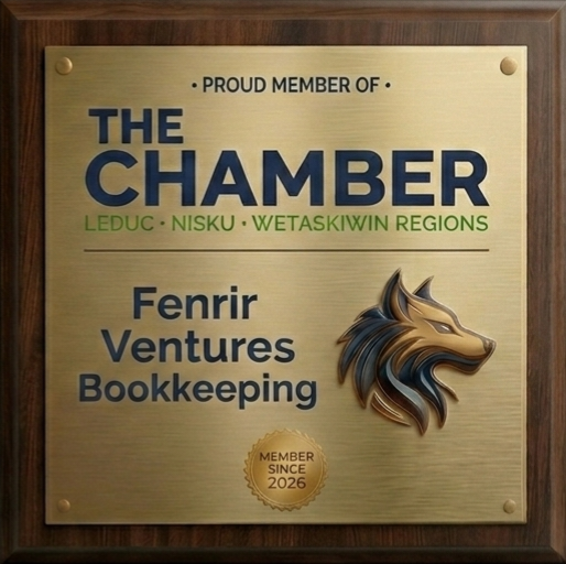 Leduc Nisku Wetaskiwin Chamber of Commerce membership plaque for Fenrir Ventures Bookkeeping, a Wetaskiwin-Based bookkeeper.