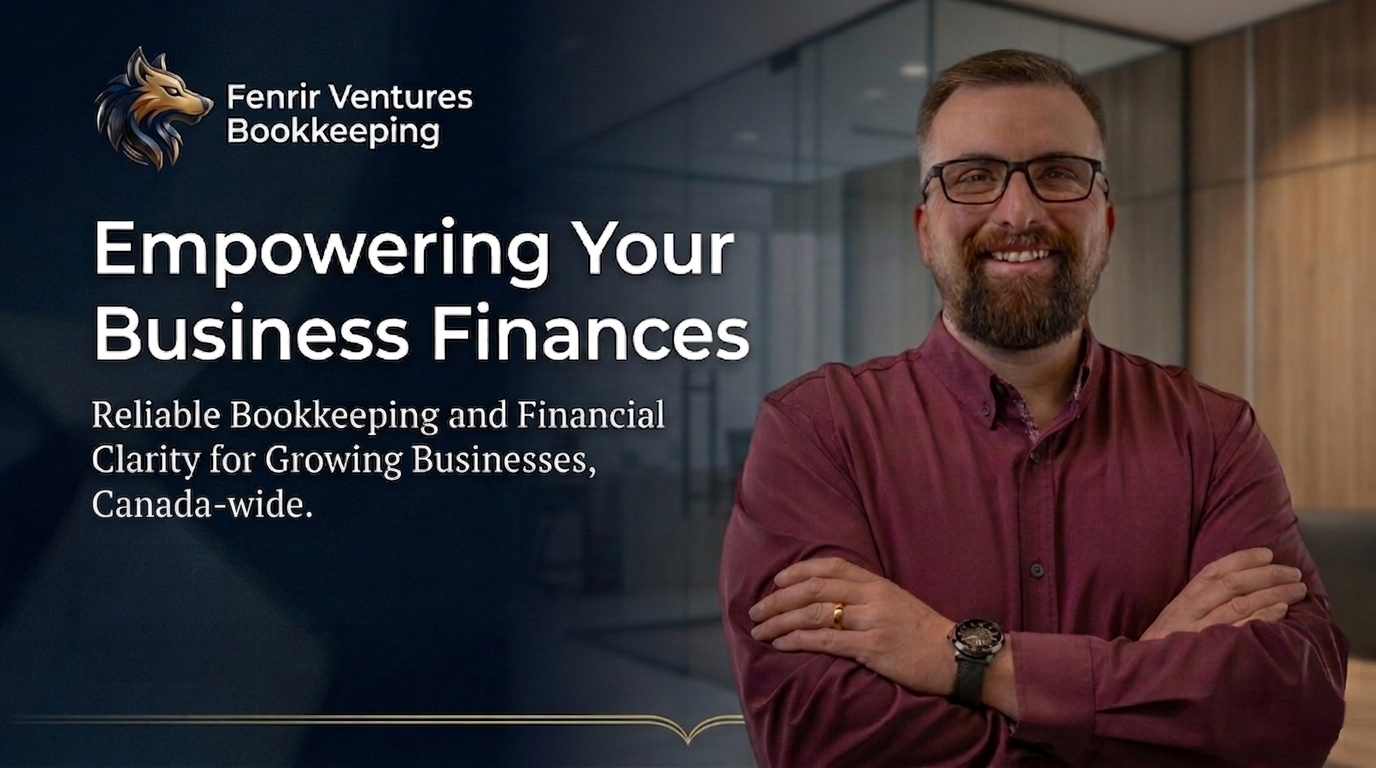 Smiling Professional from Fenrir Ventures Bookkeeping, standing in an office, offering reliable Canada-wide bookkeeping and financial clarity for growing businesses.