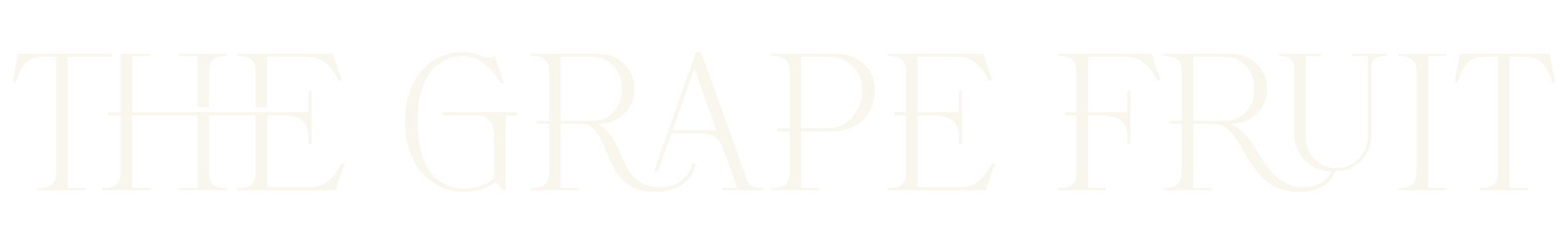 Logo de The Grape Fruit en texto blanco sobre fondo negro.