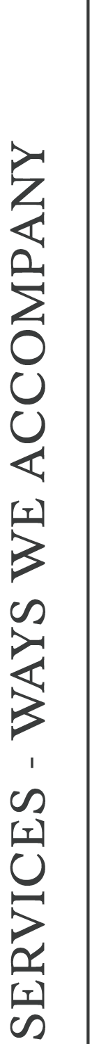 Vertical black banner with grey text reading 'WAYS WE ACCOMPANY'