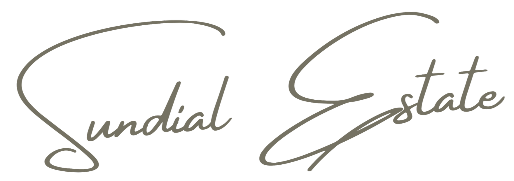 Sundial Estate logo with cursive text on a black background.