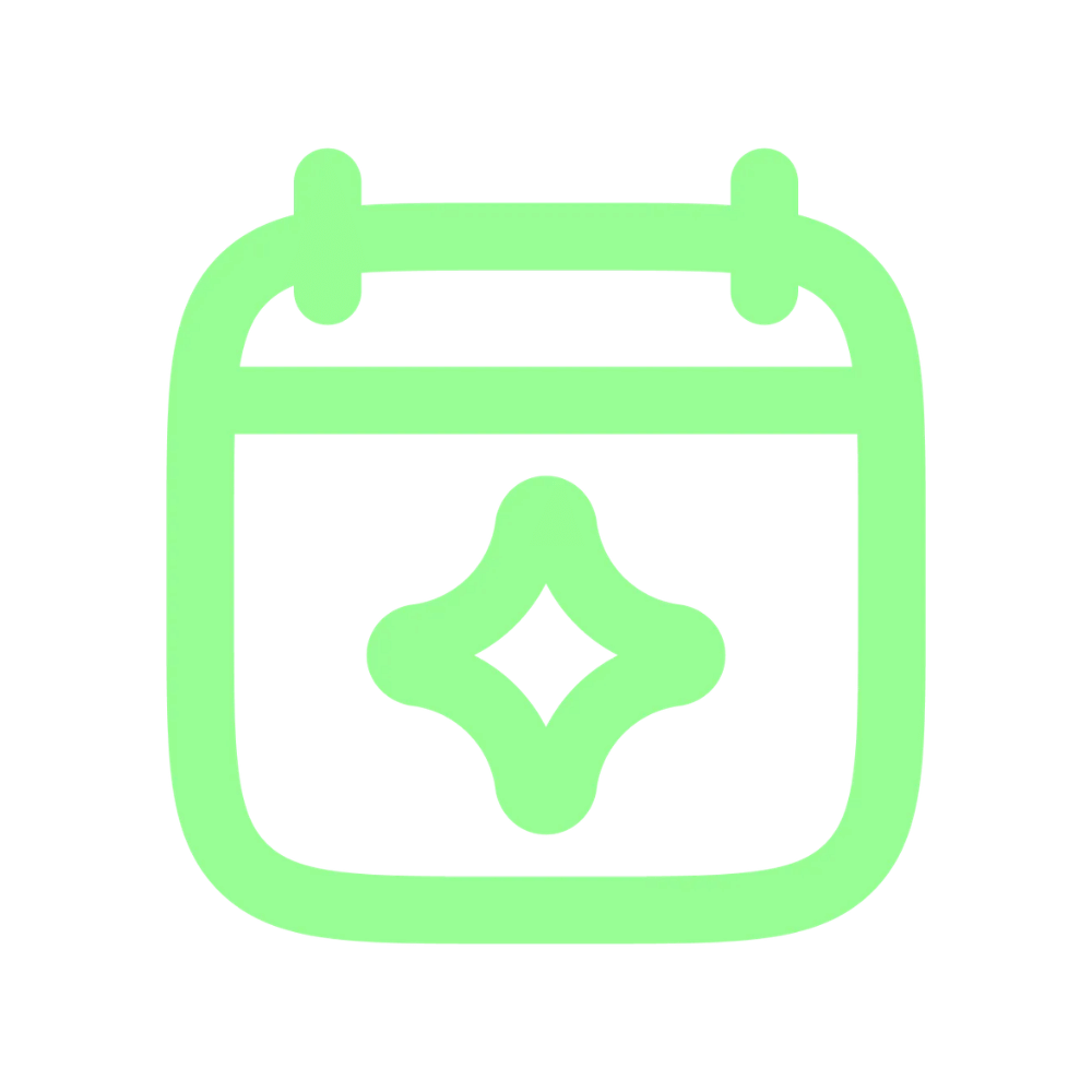 Icon of a green backpack with a star-shaped decoration on the front pocket on a black background.