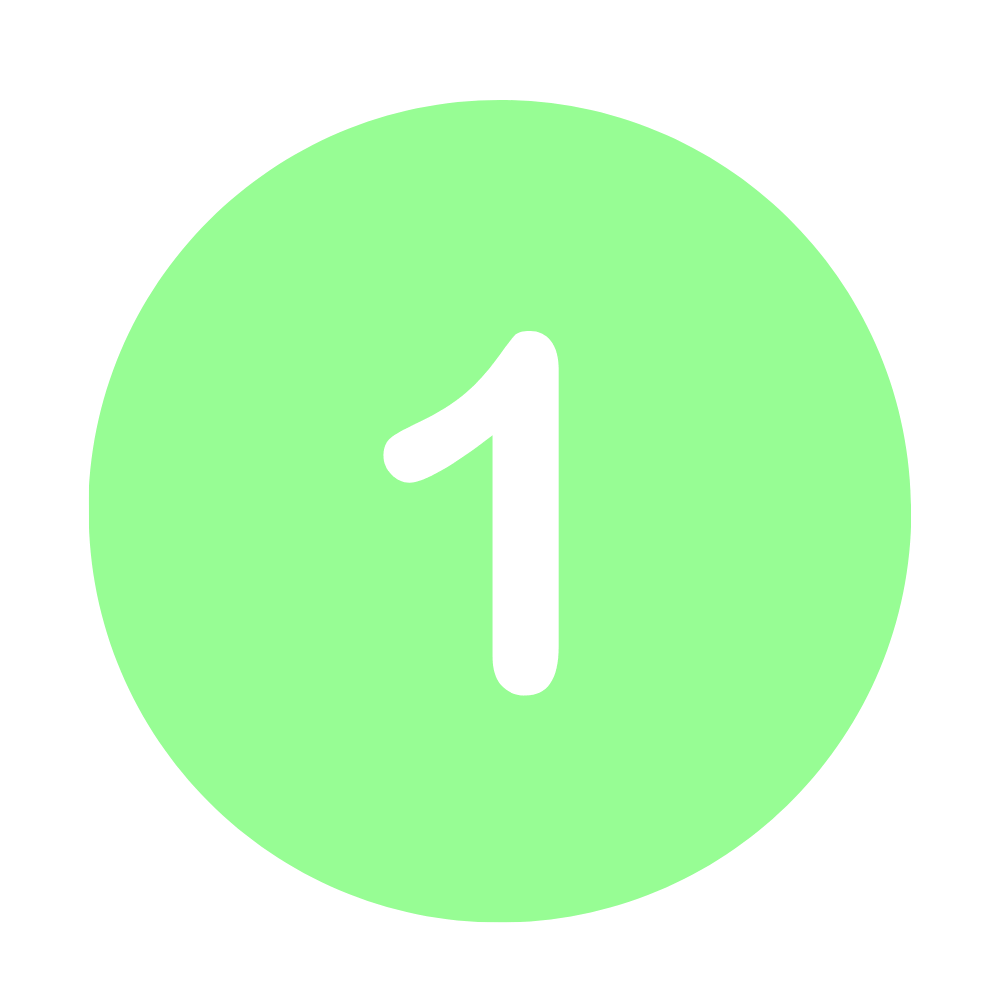 Green circle with a white number 1 in the center.