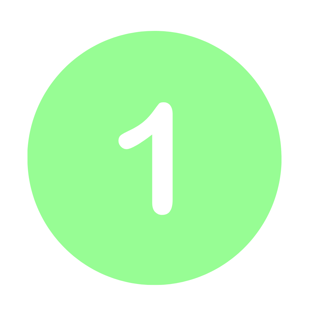 Green circular button with a white number 1 in the center.