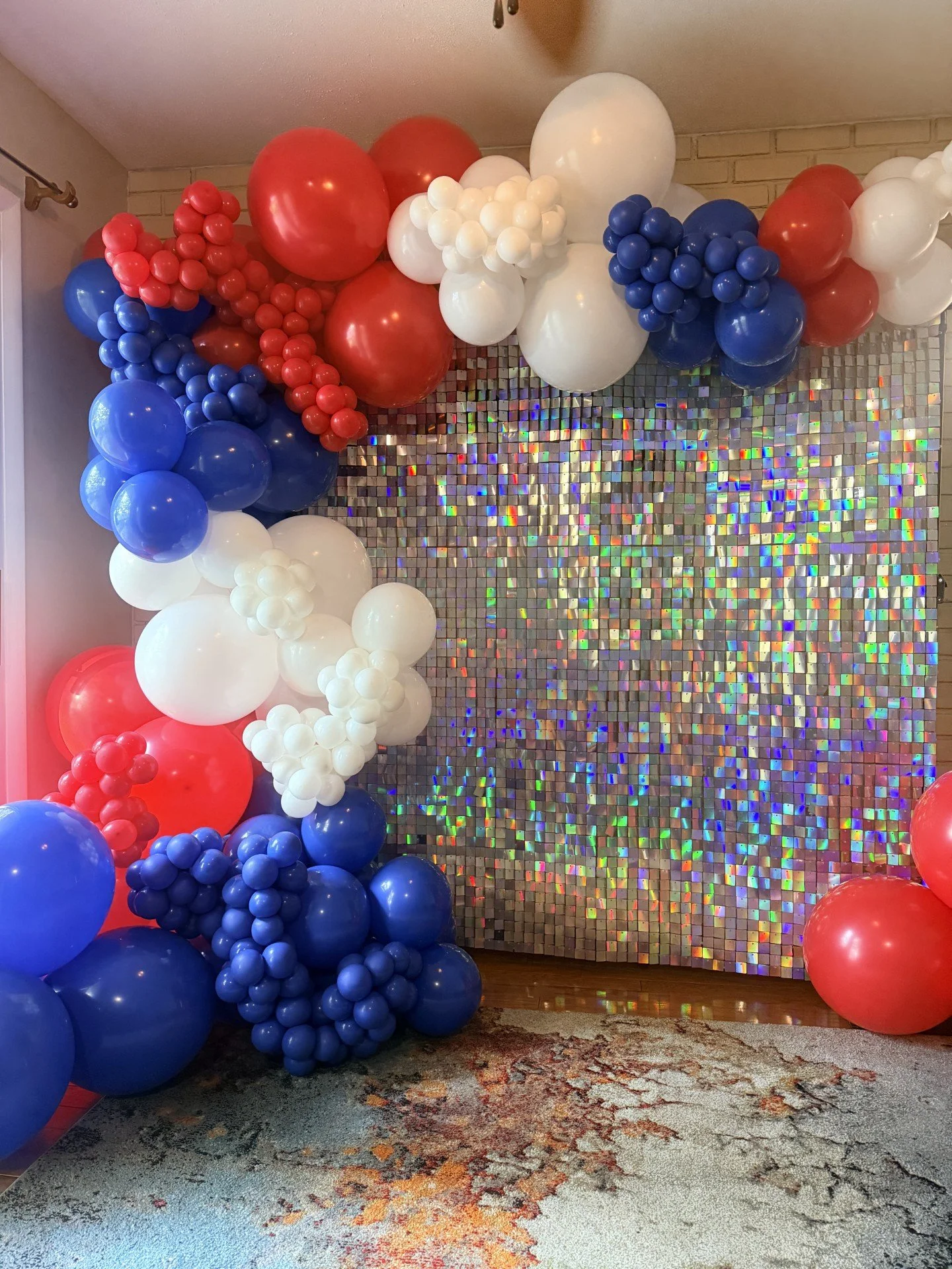 Organic Balloon Arch with shimmer wall.