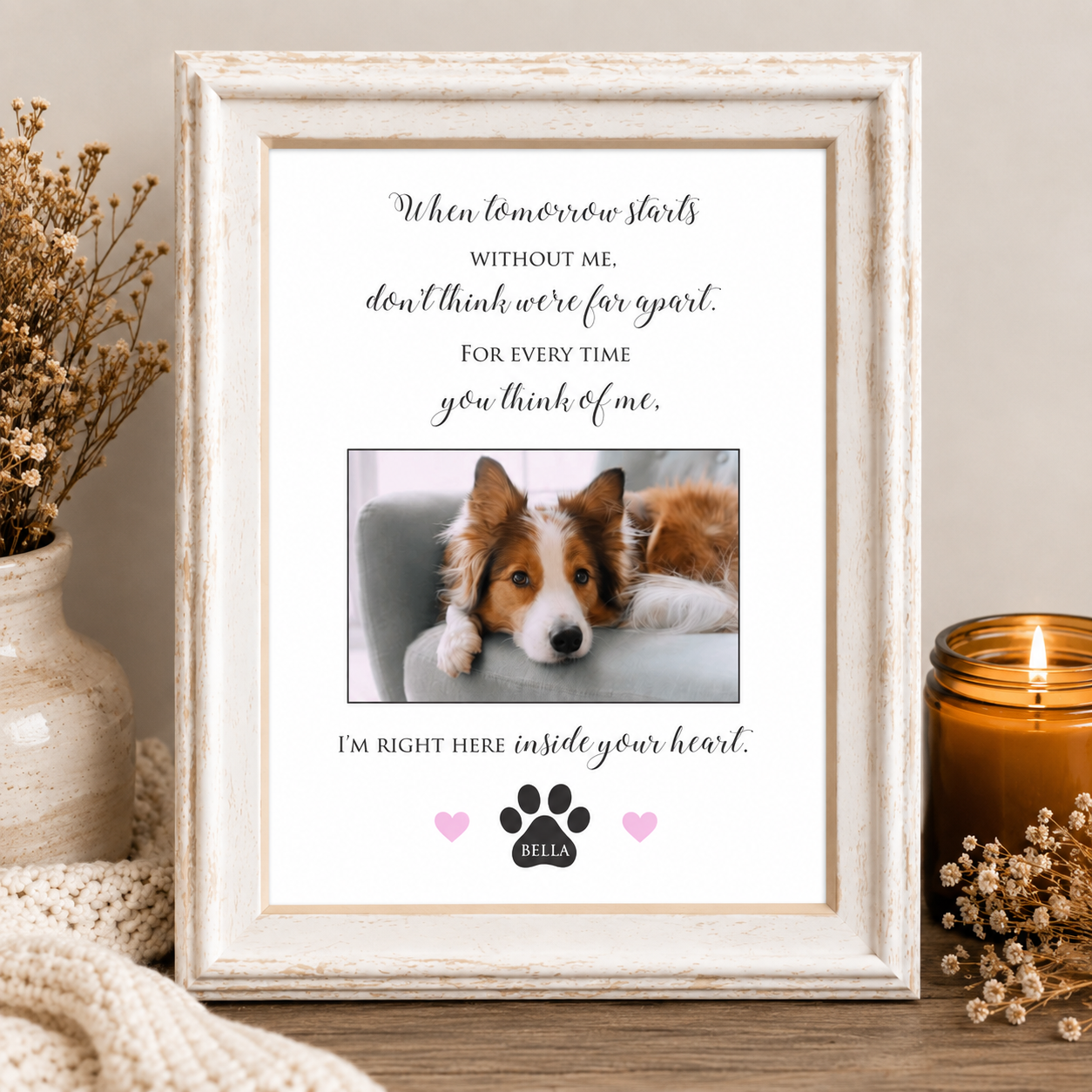 Personalized Pet Memorial Photo Print – Dog Loss Sympathy Gift