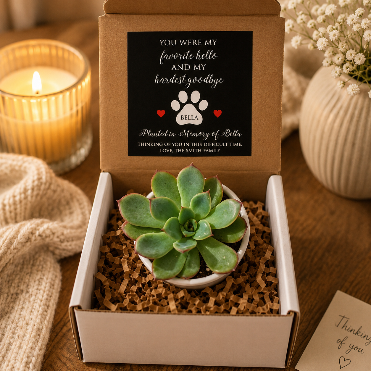 Pet Memorial Succulent Gift – Personalized Sympathy Gift for Loss of Dog or Cat