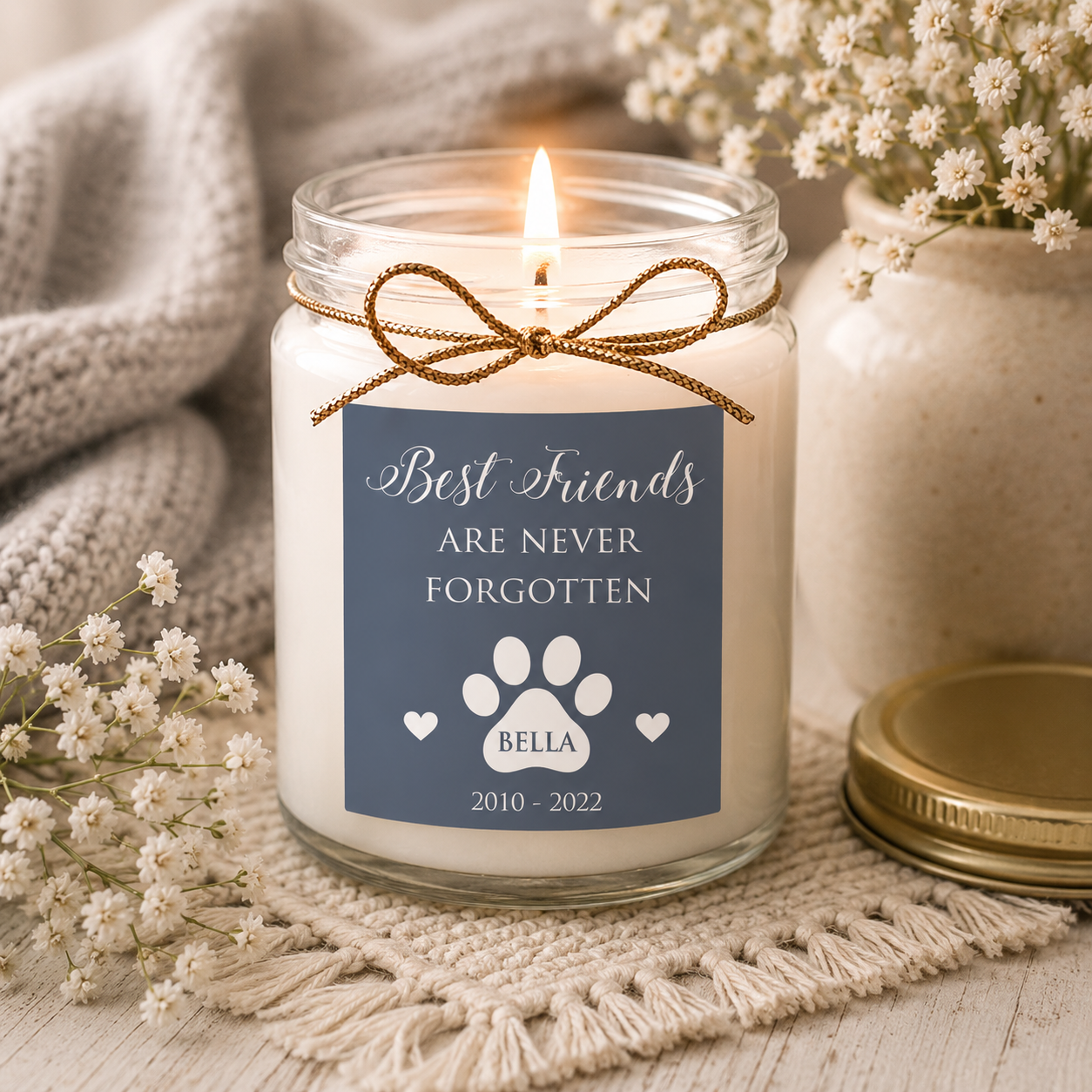 Personalized Dog Memorial Candle – Pet Loss Sympathy Gift