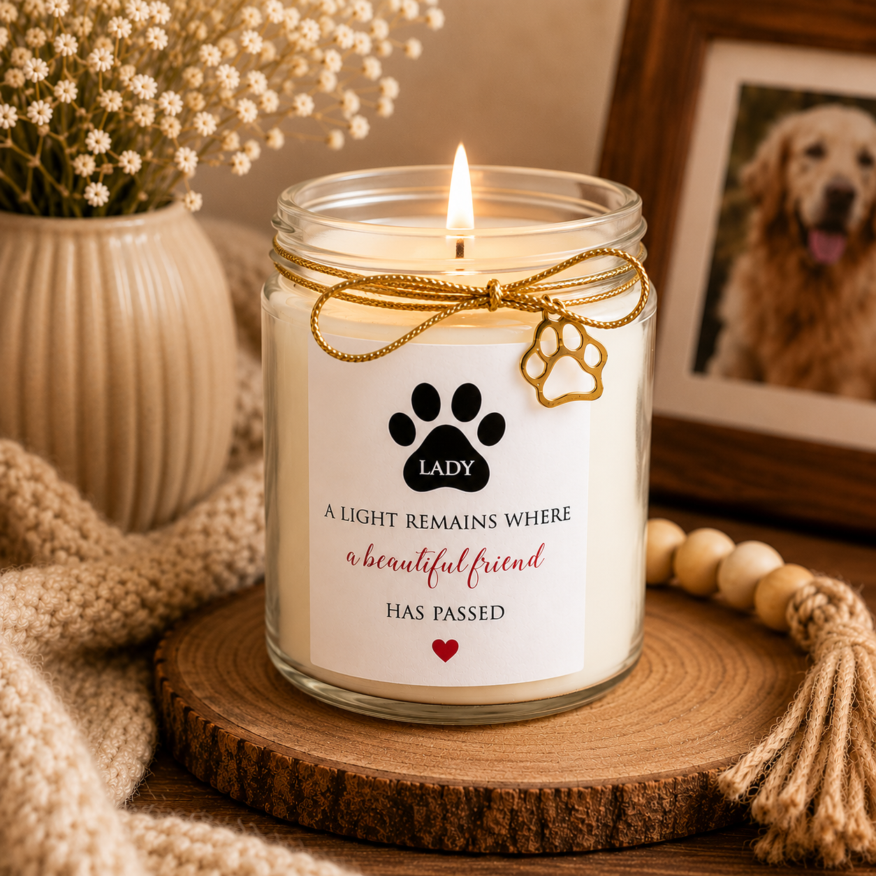 Personalized Pet Loss Sympathy Candle – A Light Remains
