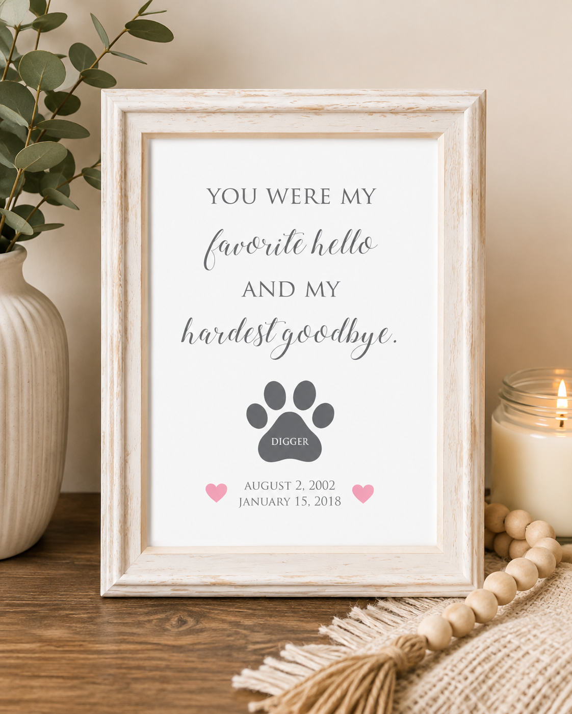 Personalized Pet Memorial Print – Dog Loss Sympathy Gift