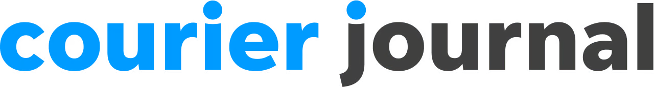 Close-up of the text 'courrier journal' in blue and black font.