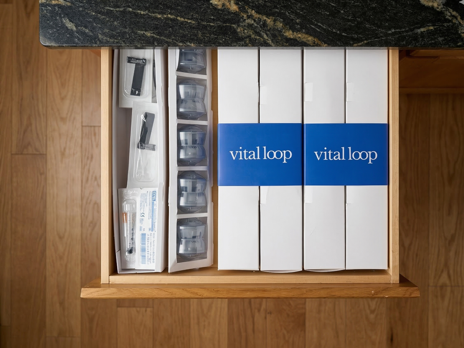 Vital Loop boxes fitting neatly into a drawer