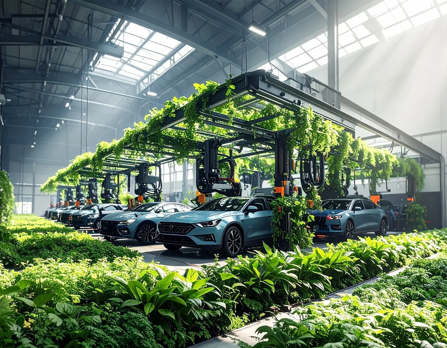 A car plant overgrown with plants