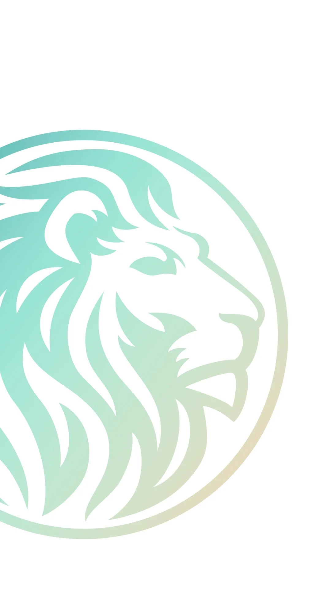 Partial logo of a lion's head in a circular design with gradient colors.
