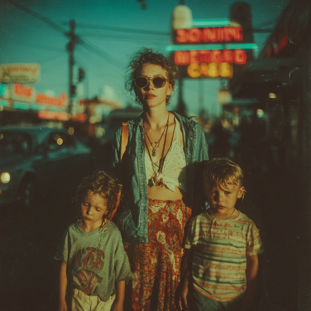 mother with 2 kids