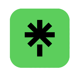 Green app icon with a black asterisk-like symbol in the center.
