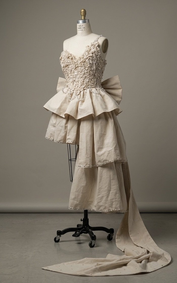 CRAFTED: MADE IN MUSLIN- A Rococo-inspired muslin gown created for the Crafted Exhibition at the Fashion Institute of Technology, celebrating technique, craftsmanship, and construction through pure muslin fabrication.