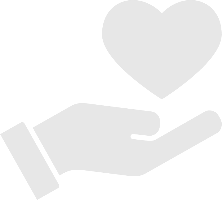 A simplified illustration of a hand holding a heart.