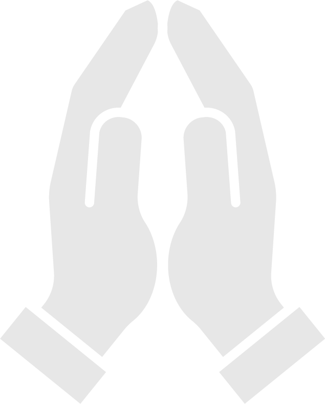 Two hands coming together in a prayer or greeting gesture.