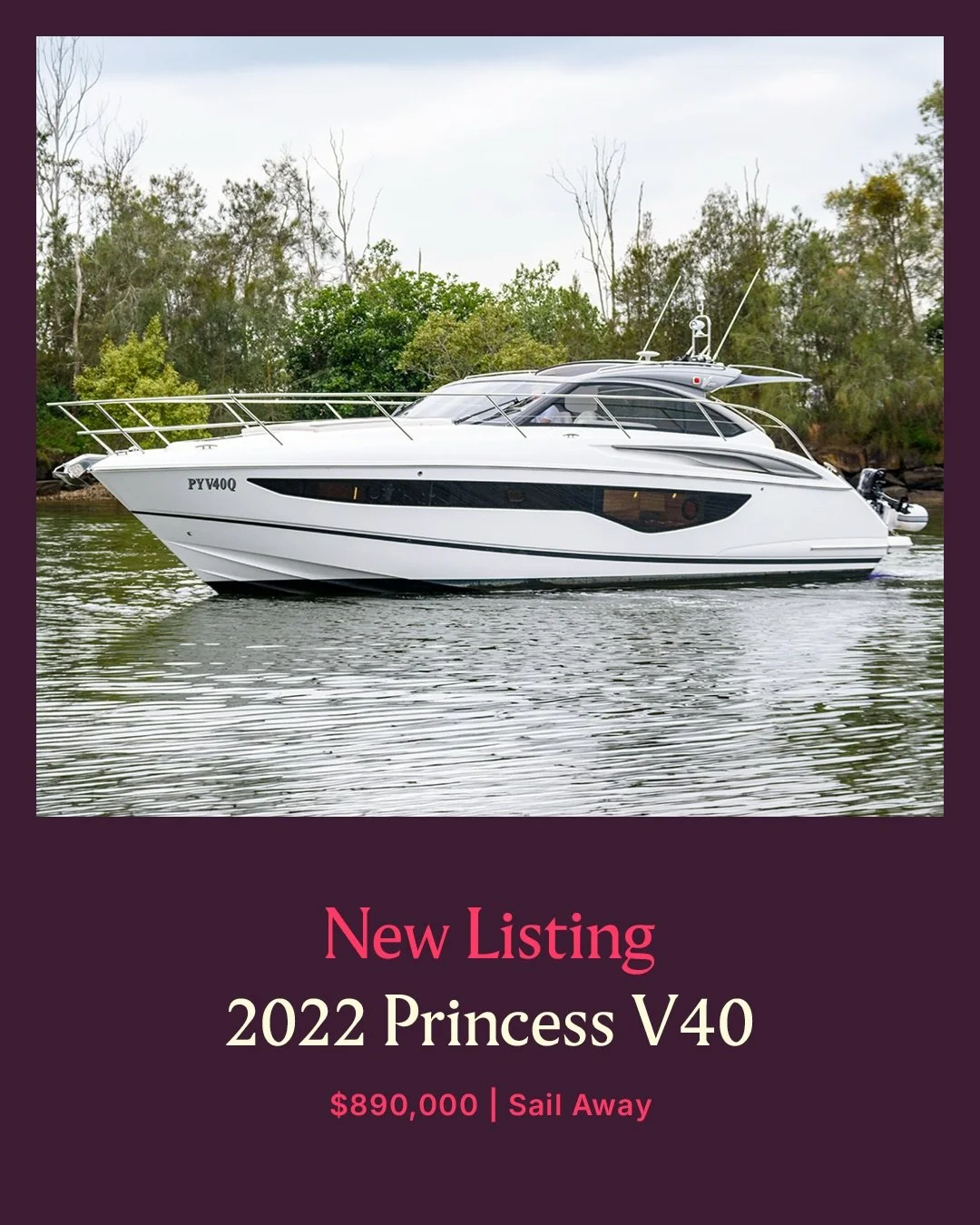 FOR SALE | 2022 PRINCESS V40

Delivered in December 2022, this superbly optioned Princess V40 has been meticulously maintained and is presented in fantastic condition with warranty on engines and drives until August 2027.

With pricing well below rep
