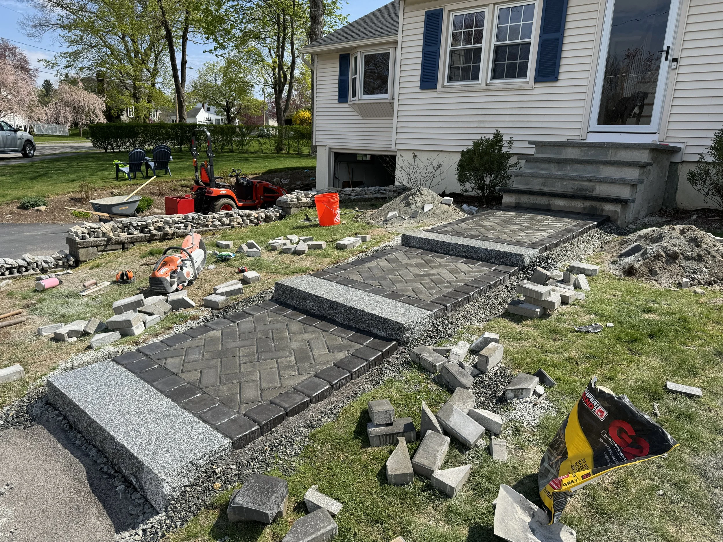 New stone front walkway 