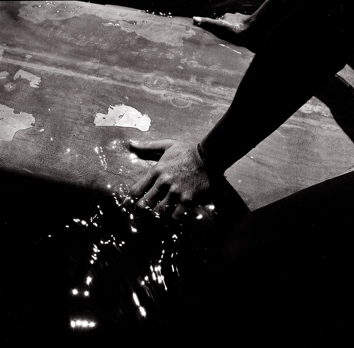 Black and white surfing photograph by Guy Little