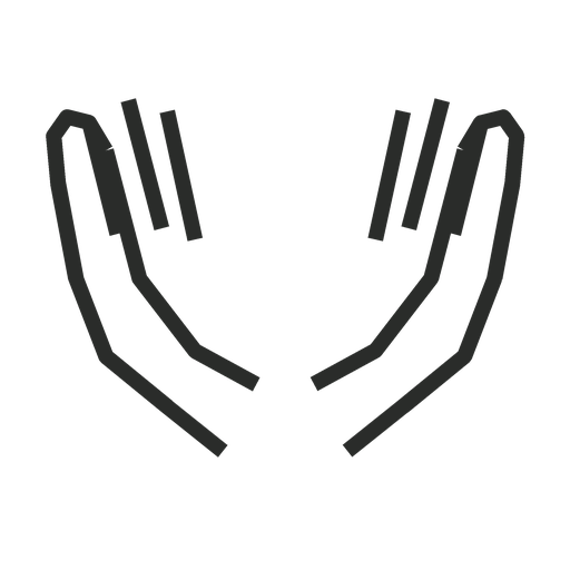 Simple line drawing of two open hands facing upward.