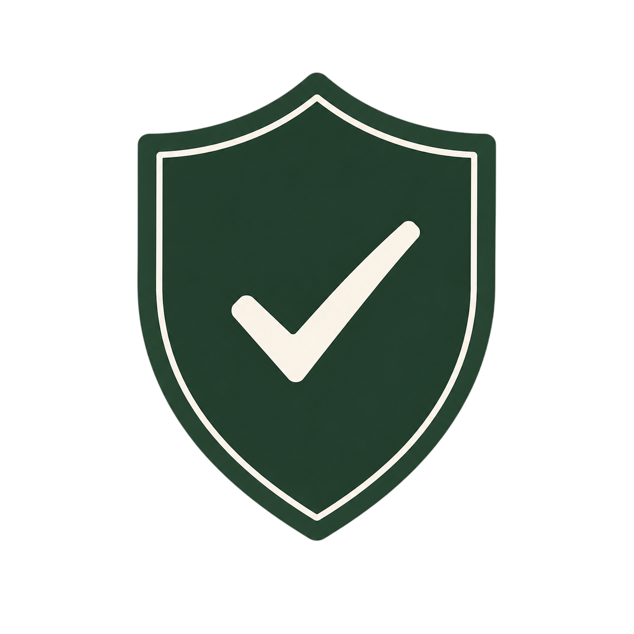 Green shield with a white check mark in the center.