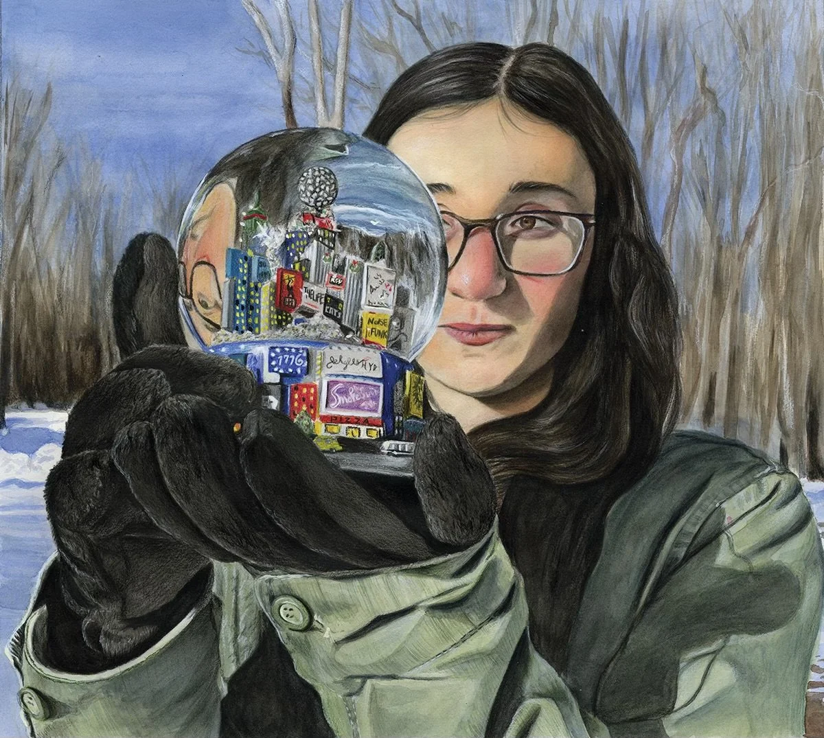  "Seeing Through the Globe"   
Medium: Watercolor and Colored Pencils 