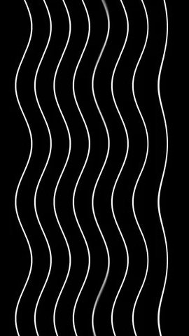 Black background with white wavy vertical lines.