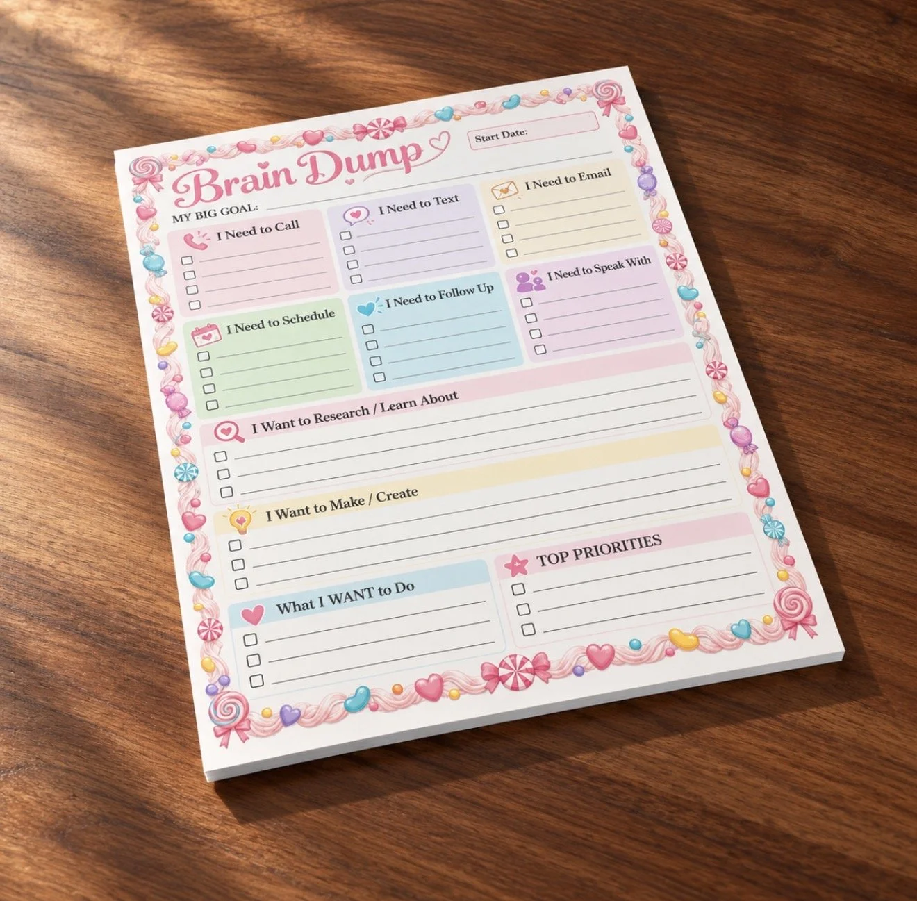 Candy Brain Dump Work Pad