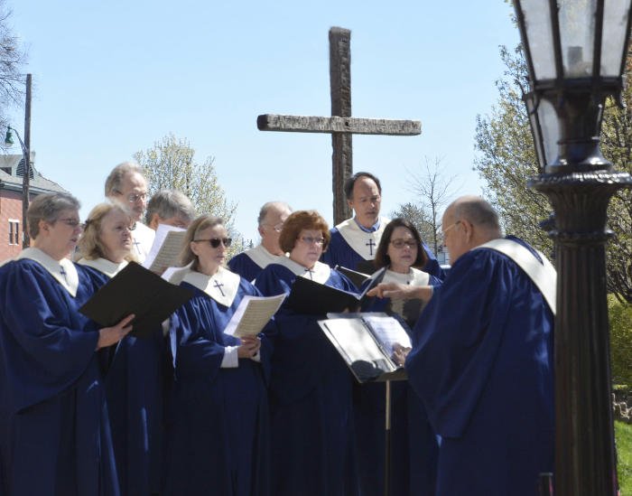 church choir singing outdoors