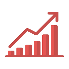 A rising bar and line graph indicating growth or increase
