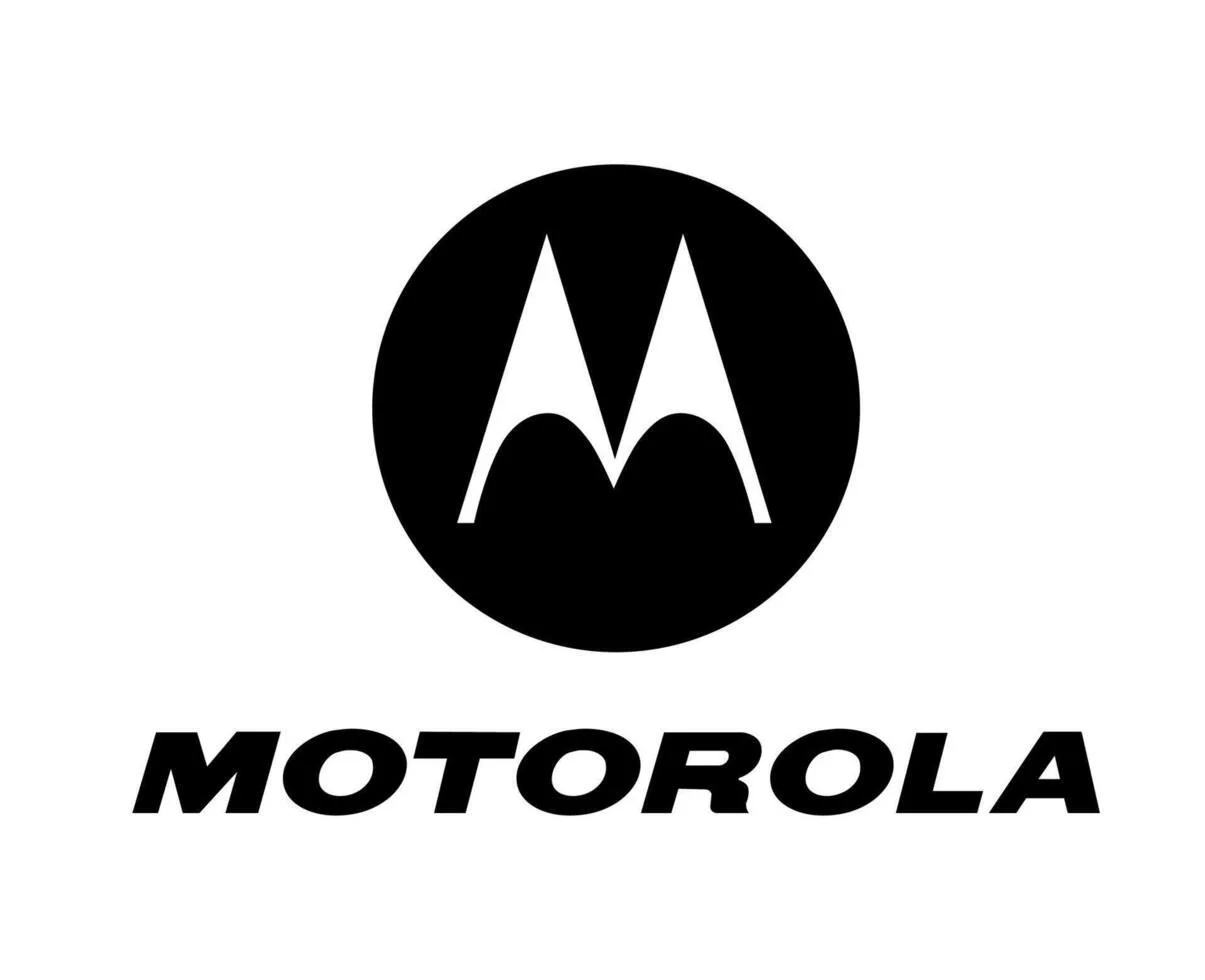 Black and white Motorola logo with a stylized 'M' inside a circle and the word 'Motorola' below.