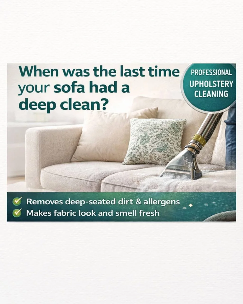 🛋 When was the last time your sofa had a deep clean?