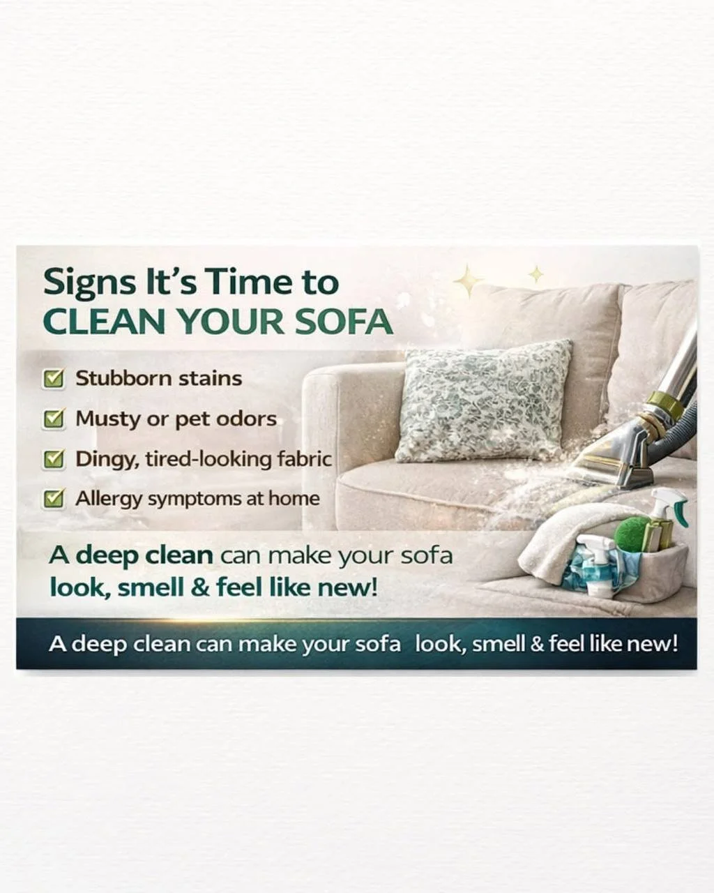 ⚠️ Signs your sofa may need a professional cleaning