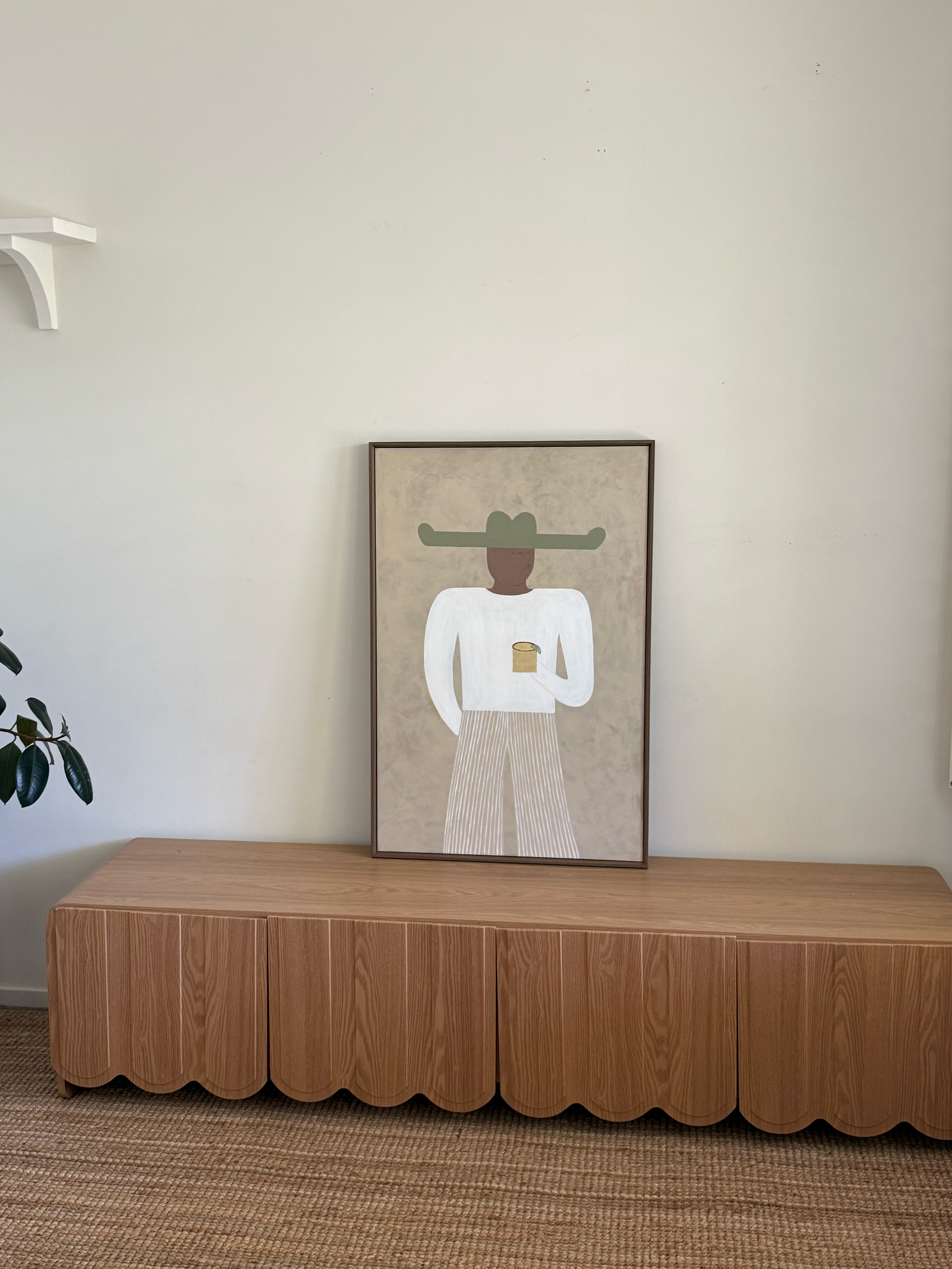 "Seige Cocktail Cowboy"  On an Upcycled Canvas 60cm x 90cm $450 