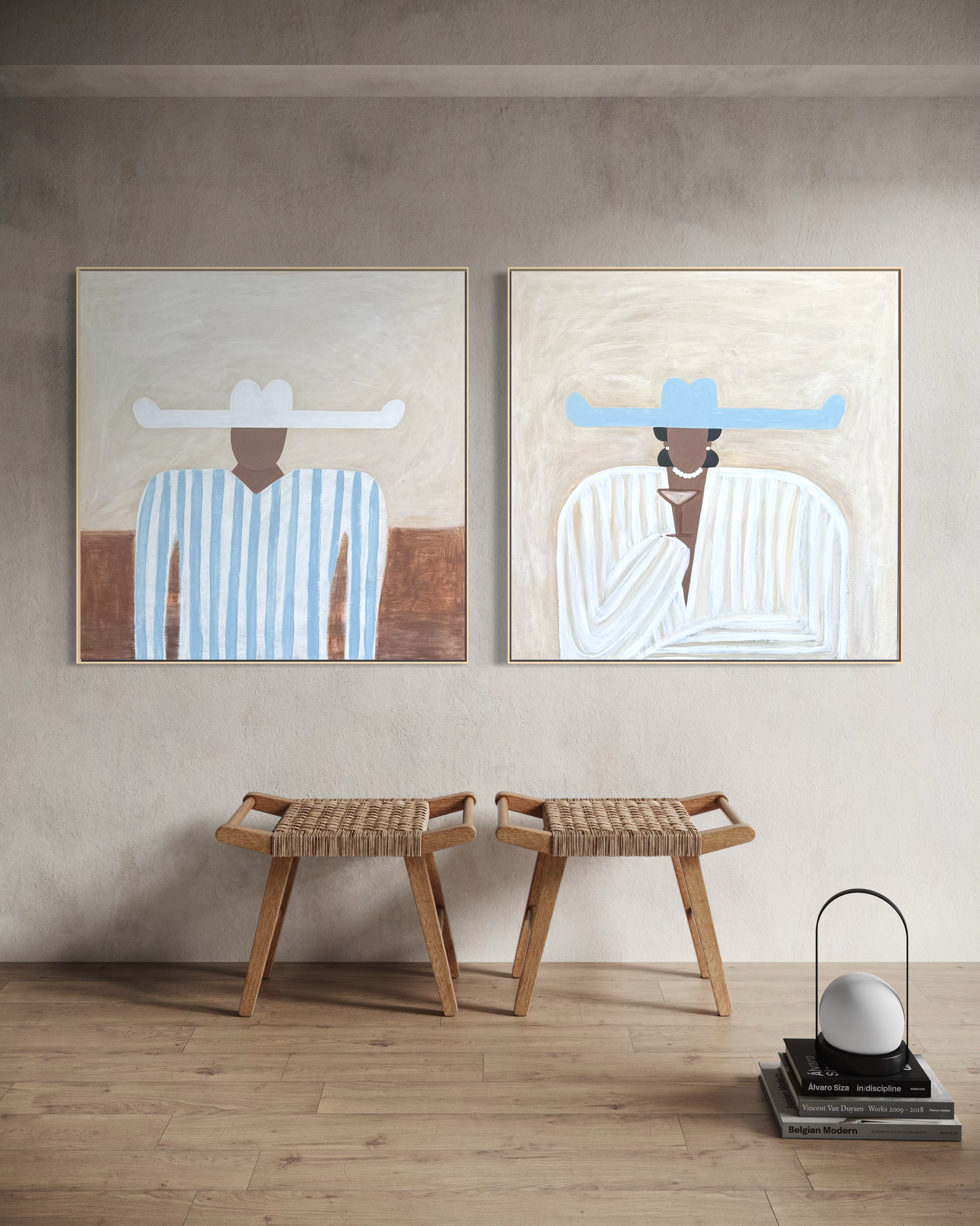 Blue Cowboy & Cocktail Cowgirl (80x80cm) set $1600