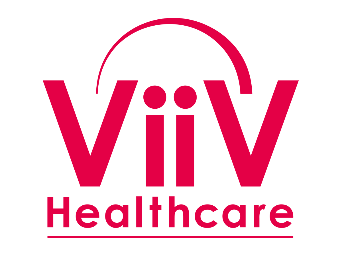 ViiV Healthcare logo in pink and white with a curved line above the letter 'i' and a pink underline.