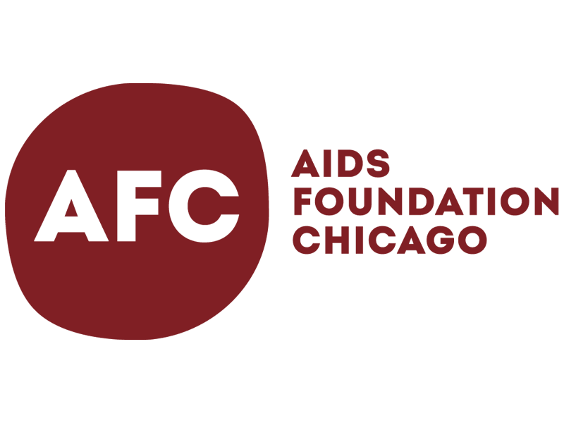 Logo for AIDS Foundation Chicago with a maroon circle and white text 'AFC' and additional maroon text to the right.