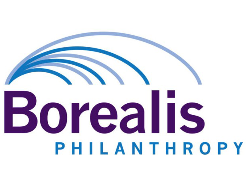 Borealis Philanthropy logo featuring stylized blue arcs over the word 'Borealis' in purple and 'PHILANTHROPY' in blue
