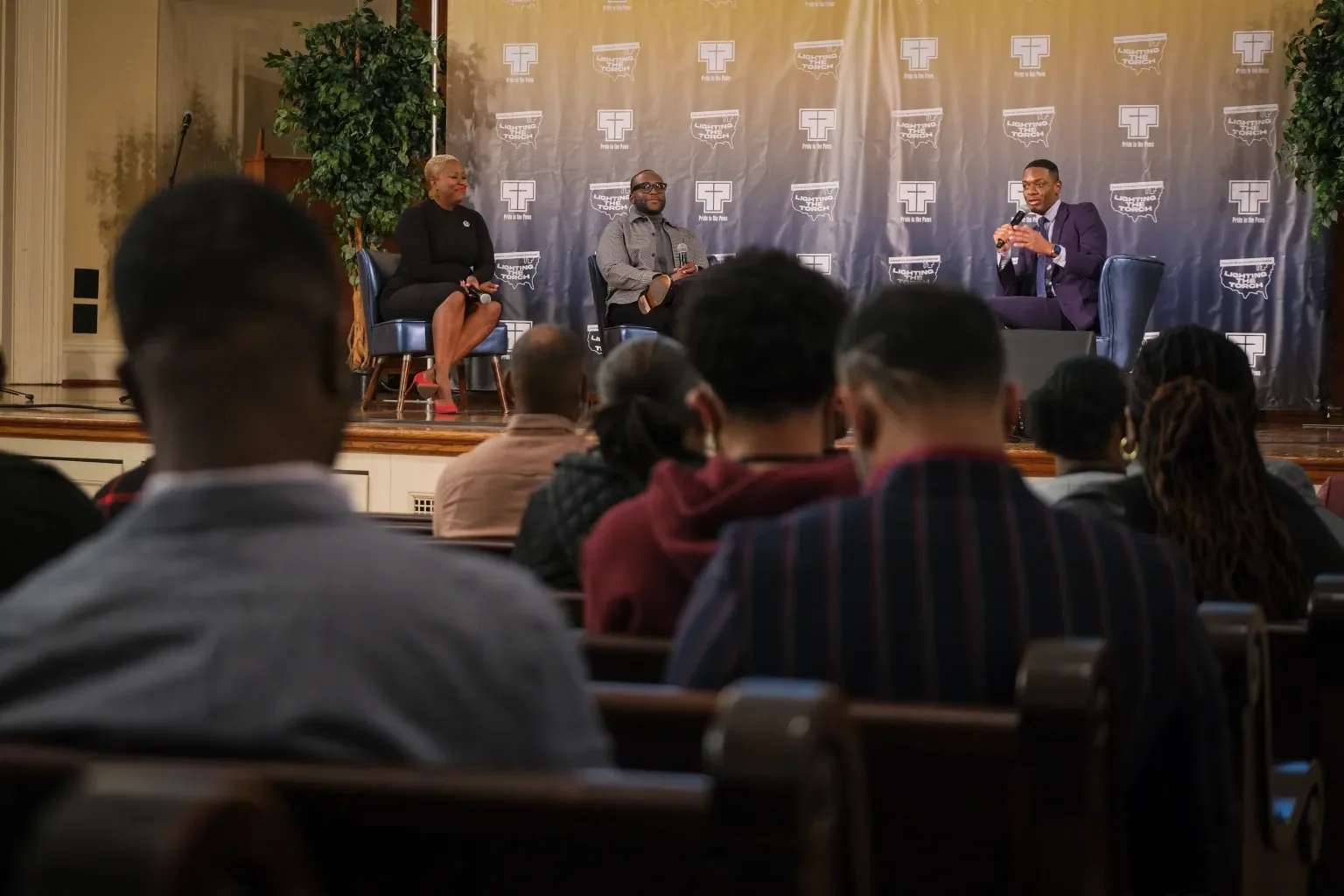 From left: Florida State Rep. Michele Raynor, Florida State Sen. Shevrin Jones and journalist Gerren Keith Gaynor at the “State of The Black Church Symposium” in Atlanta on Feb. 2, 2024. | Source: Dr. Ralph Basui Watkins/Pride in the Pews