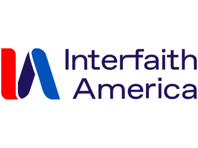 Interfaith America logo with stylized 'A' in red, blue, and dark blue next to text 'Interfaith America' in dark blue.