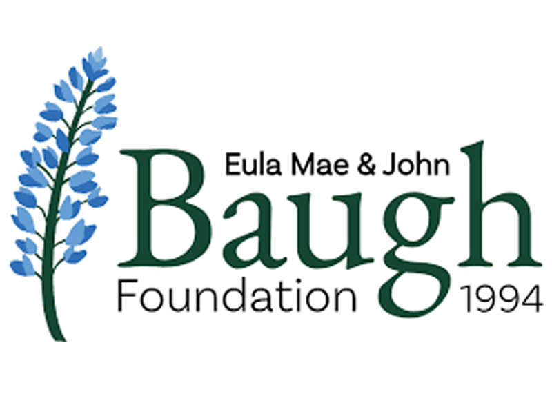 Logo of the Baugh Foundation with a green and blue floral design on the left and the text 'Eula Mae & John Baugh Foundation 1994' on the right.
