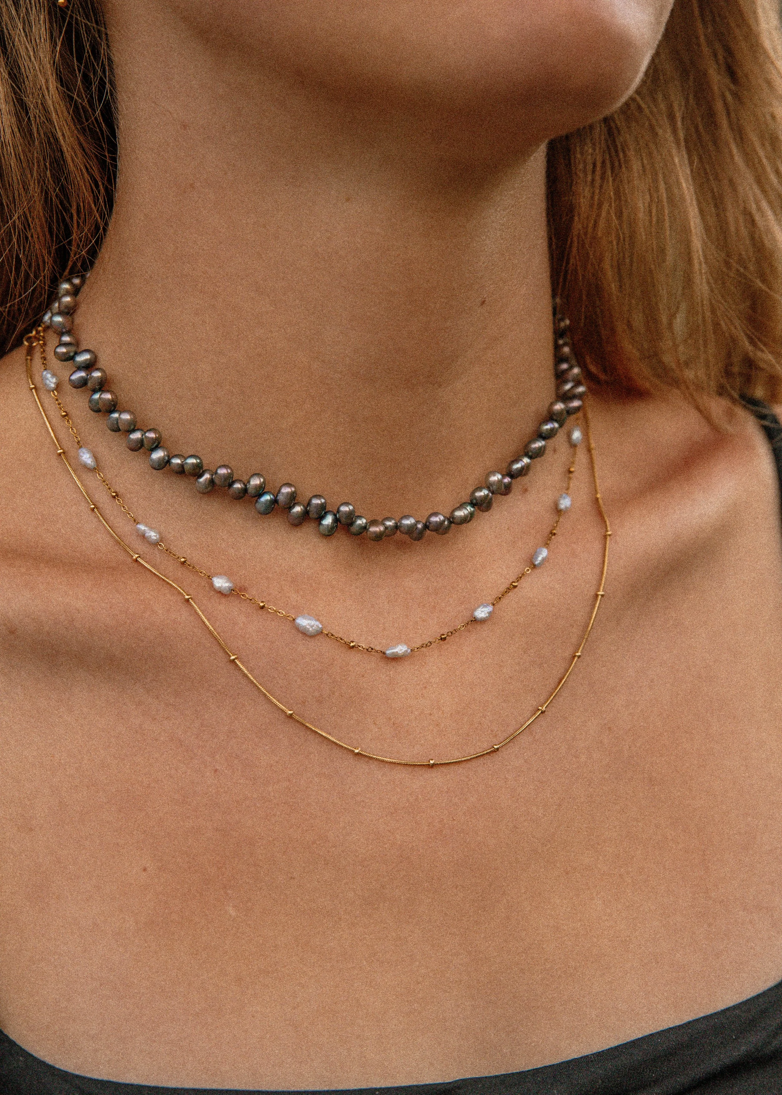 Baby Blue Pearl Satellite Choker Necklace