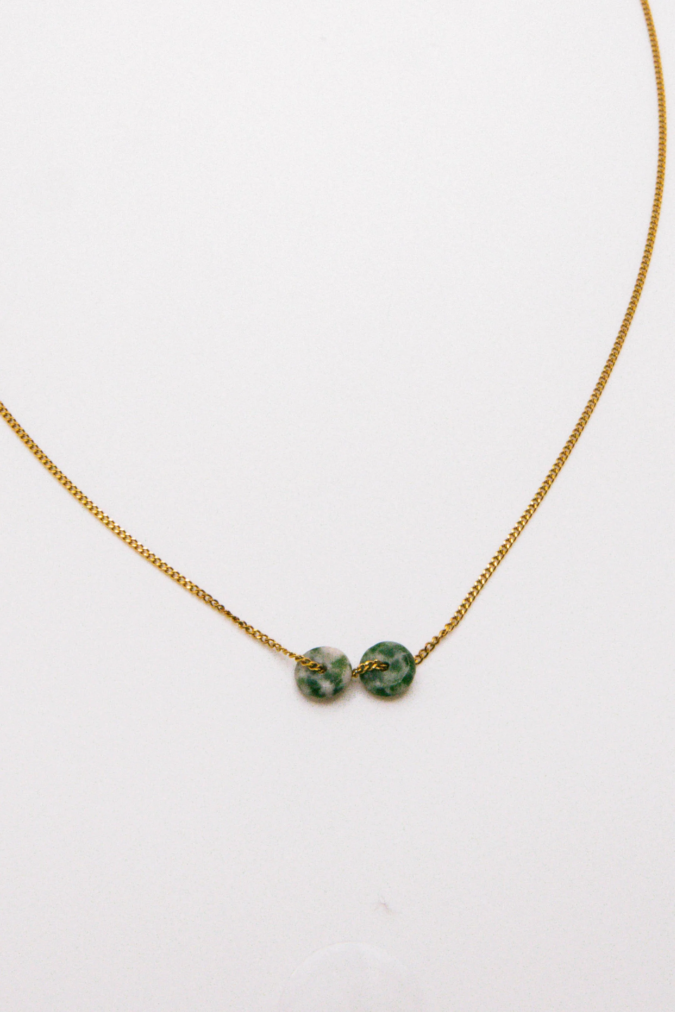Double Frosted Moss Agate Necklace