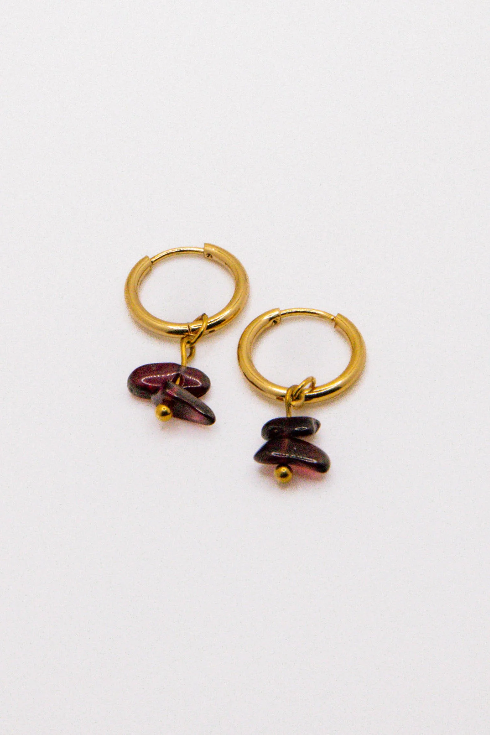 Garnet Drop Huggie Hoops