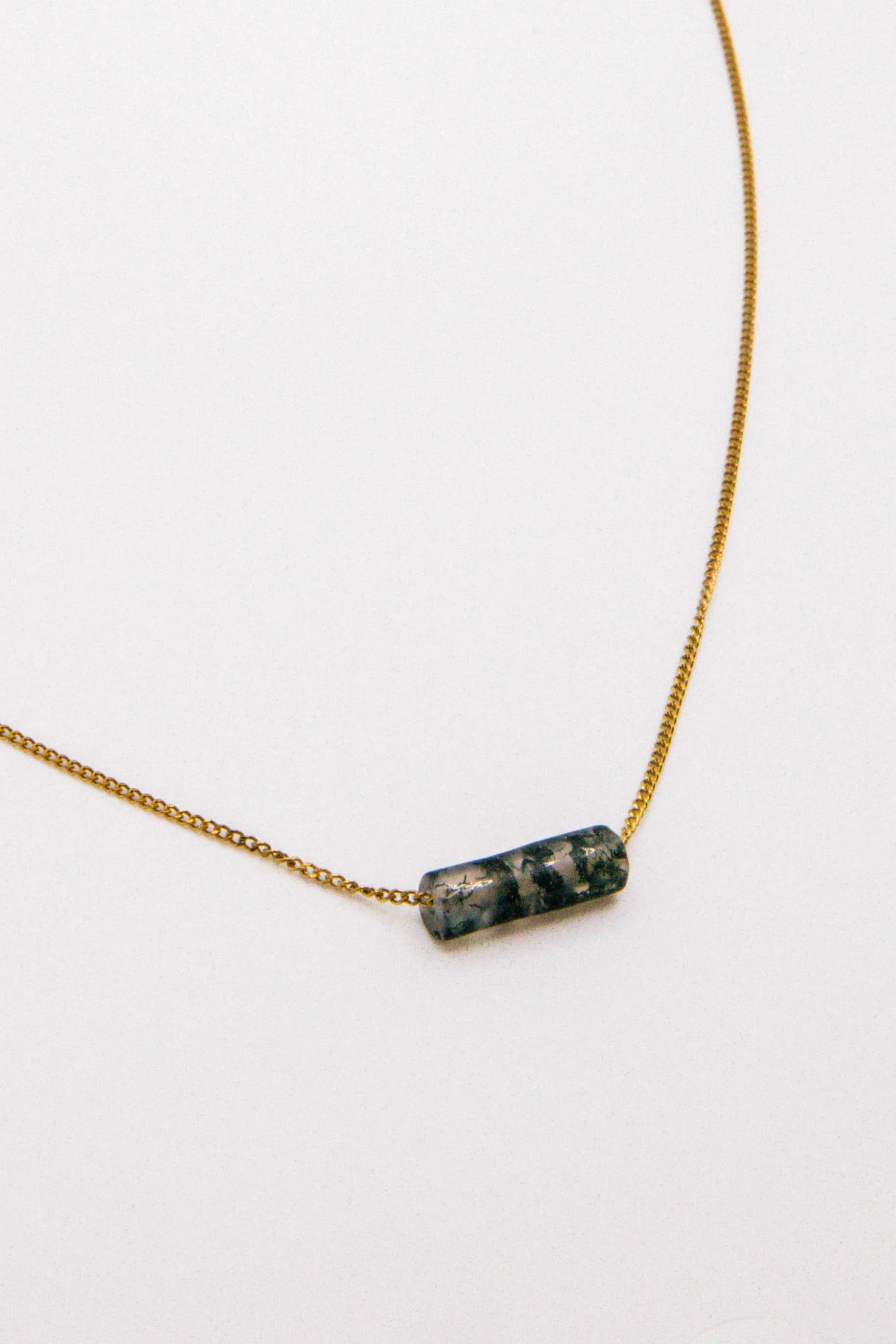 Moss Agate Bar Chain Necklace