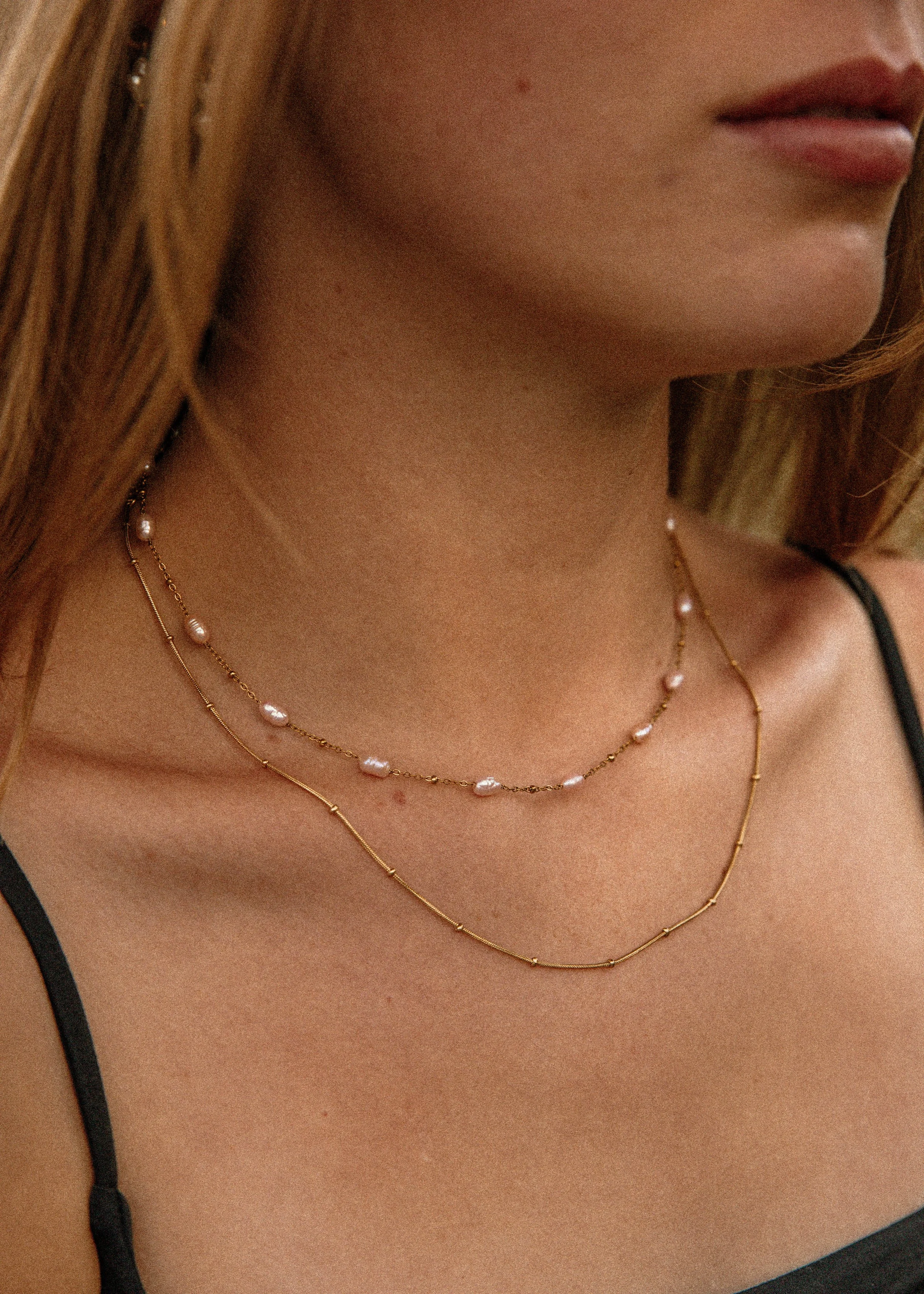 Baby Pink Pearl Satalite Choker Necklace