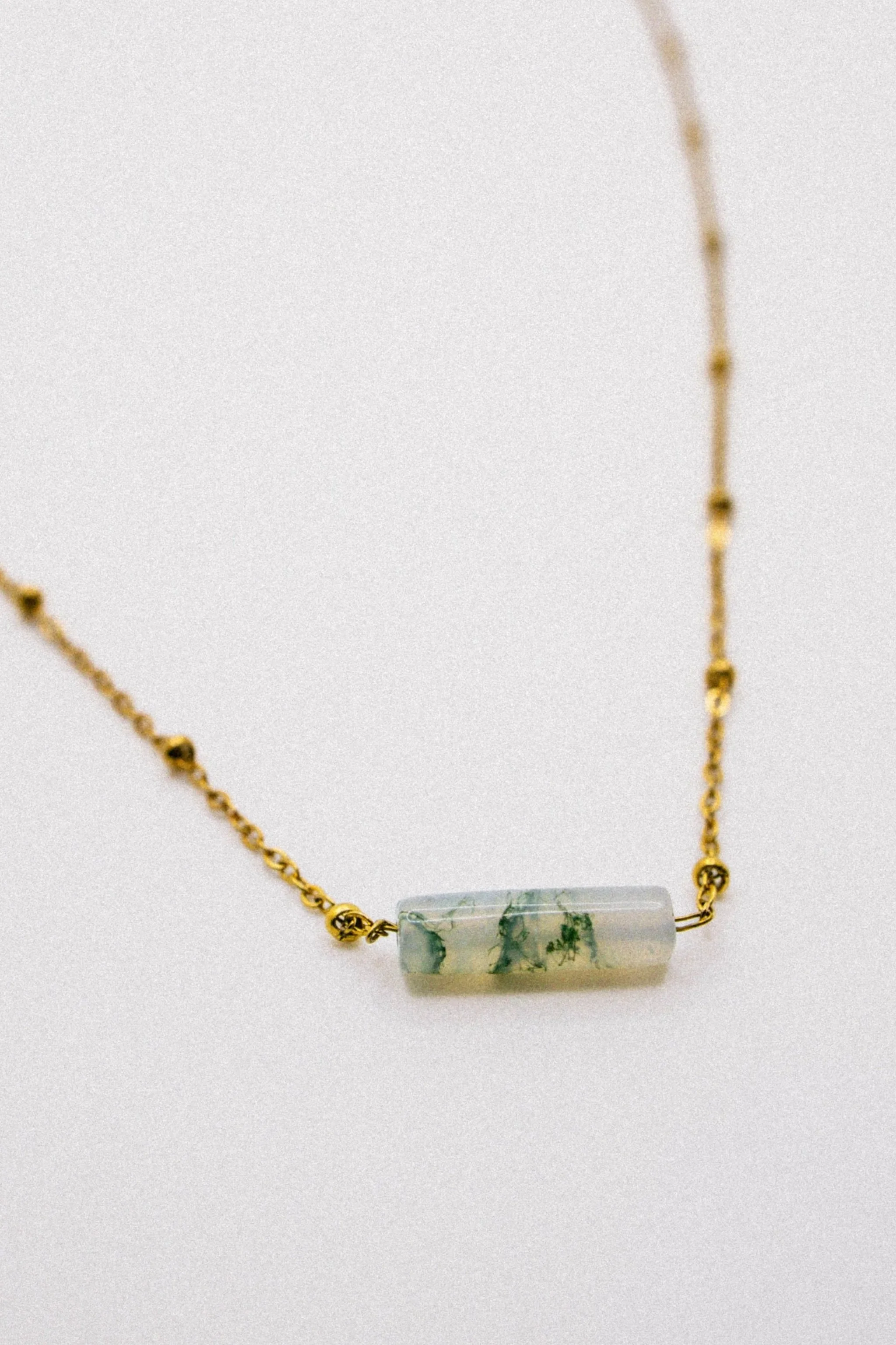 Moss Agate Bar Necklace